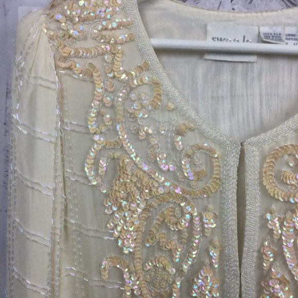 Vintage Swee Lo Silk Sequin Hand Beaded Jacket M - Picture 3 of 12